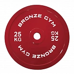 Диск олимпийский BRONZE GYM тяжелоатлетический красный 25 кг
