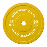 Диск калиброванный BRONZE GYM для пауэрлифтинга желтый 15 кг